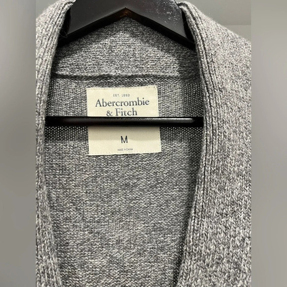 Abercrombie & Fitch Womens Cardigan M Gray/white Knit Button Up Pockets medium - Picture 4 of 10
